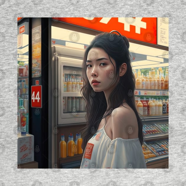 Asian Woman in front of a Convenience Store by unrealartwork